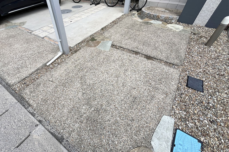 玄関アプローチの床、駐車場床